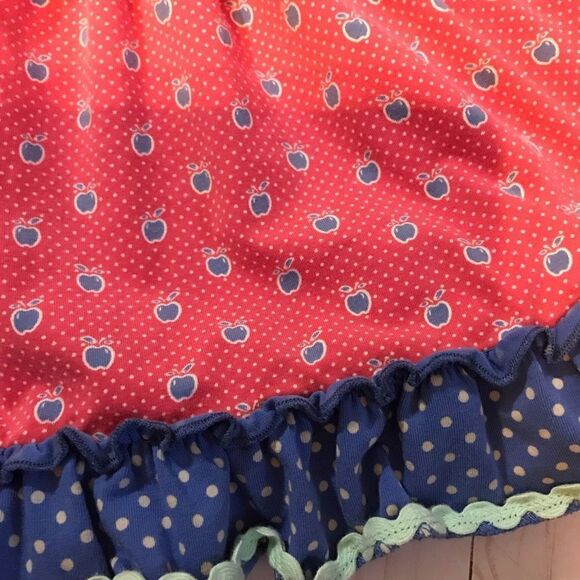 Matilda Jane Jennifer Apple SZ 6 short sleeve top tunic apples ruffles - Picture 4 of 5